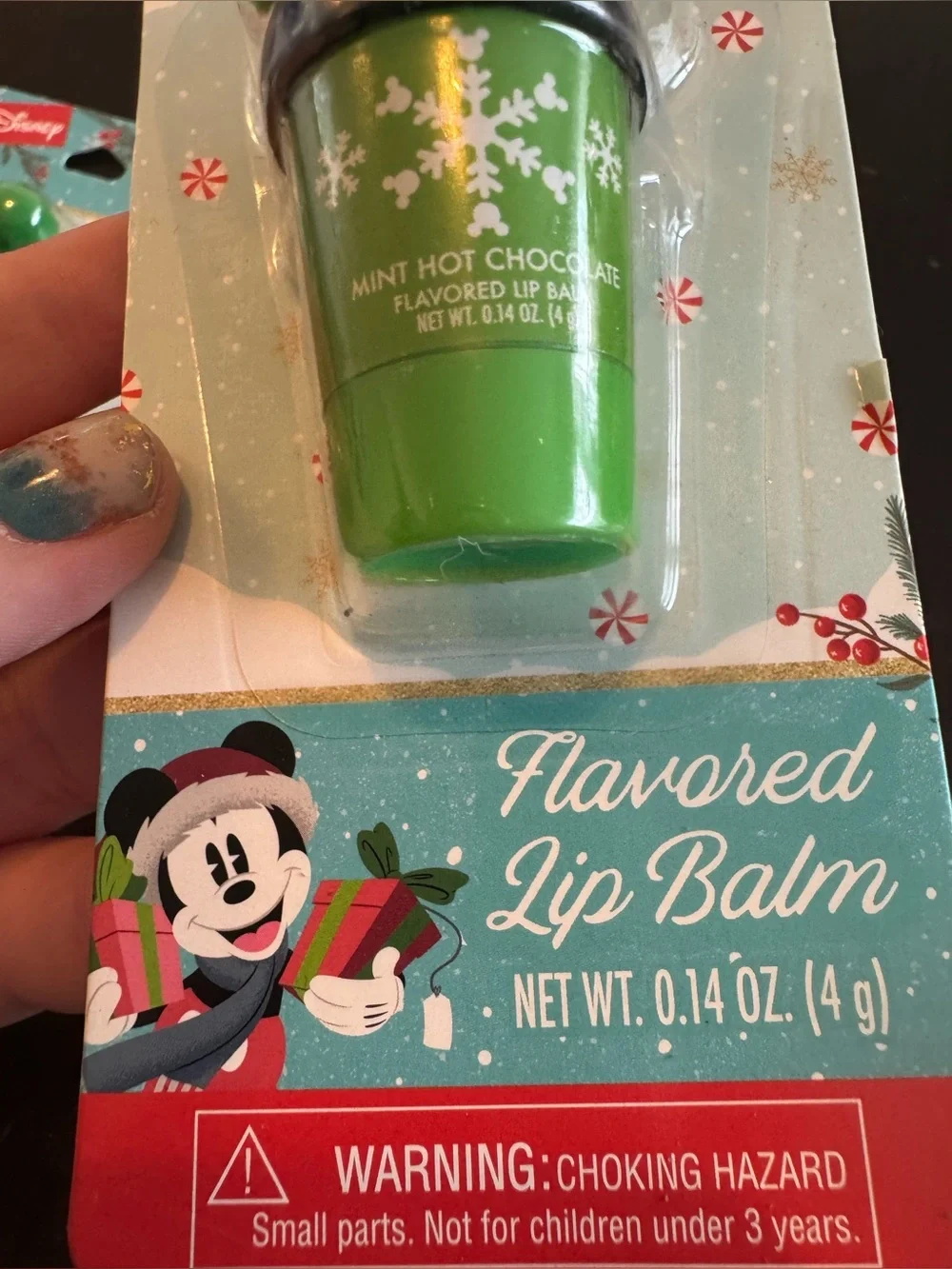Set of 3 Disney Christmas Holiday Flavored Mickey Mouse Ears Cups Lip Balm Set